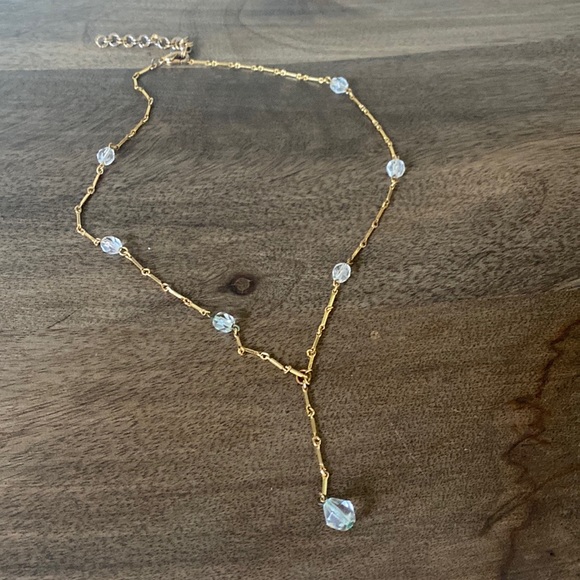 SOLD Gold and Crystal Teardrop Layering Necklace - Picture 1 of 7